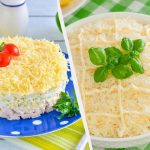 Gausios sluoksniuotos tešlos salotos "Tenderness": negaliu nustoti jų valgyti Gausios sluoksniuotos tešlos salotos „Tenderness”: negaliu nustoti jų valgyti